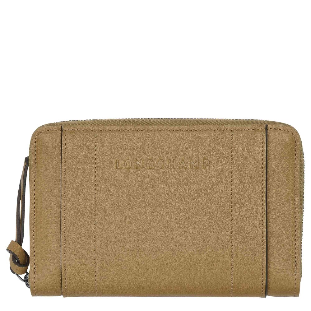 LONGCHAMP 3D PORTEFEUILLE COMPACT ZIPPE TABAC