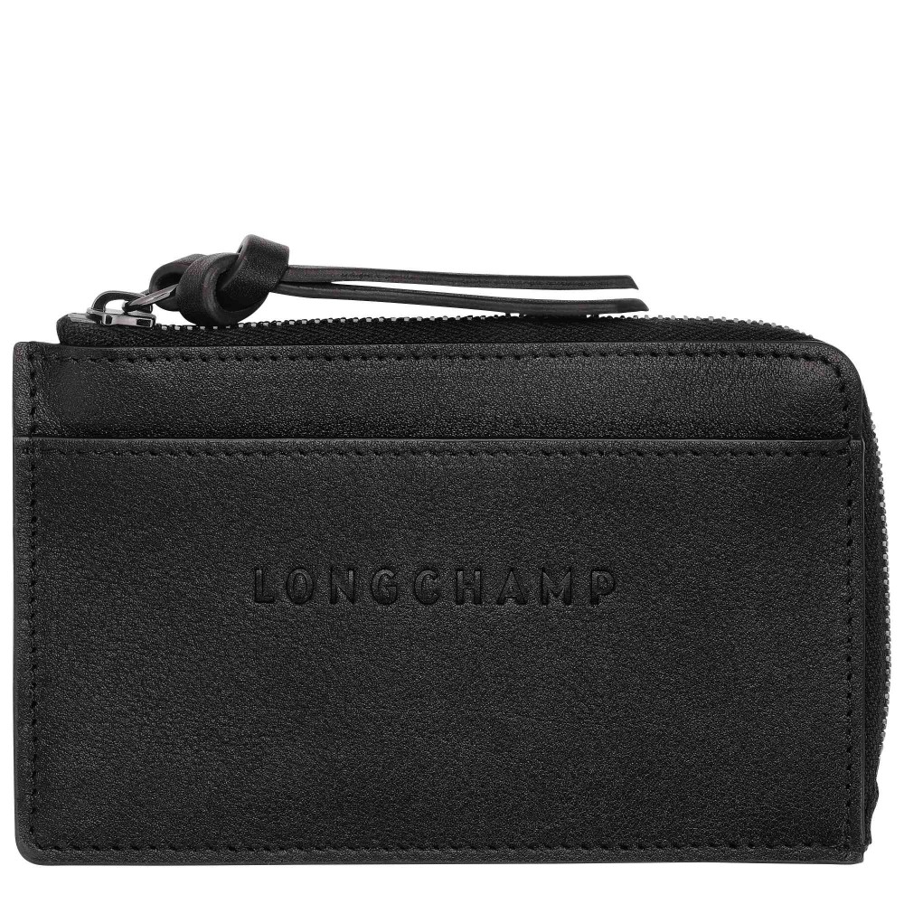 LONGCHAMP - 3D PORTE MONNAIE PORTE CARTE PLAT ZIPPE NOIR