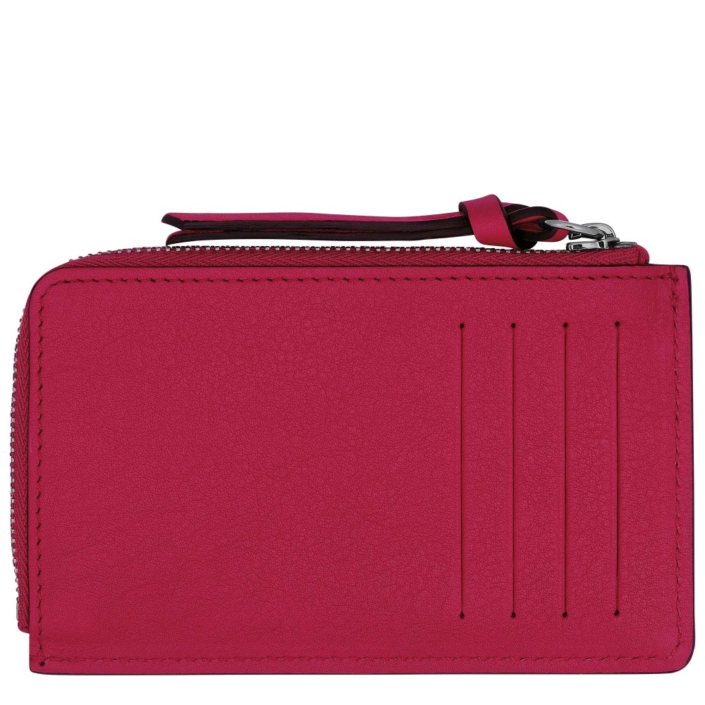 LONGCHAMP - 3D PORTE MONNAIE PORTE CARTE PLAT ZIPPE MAGENTA