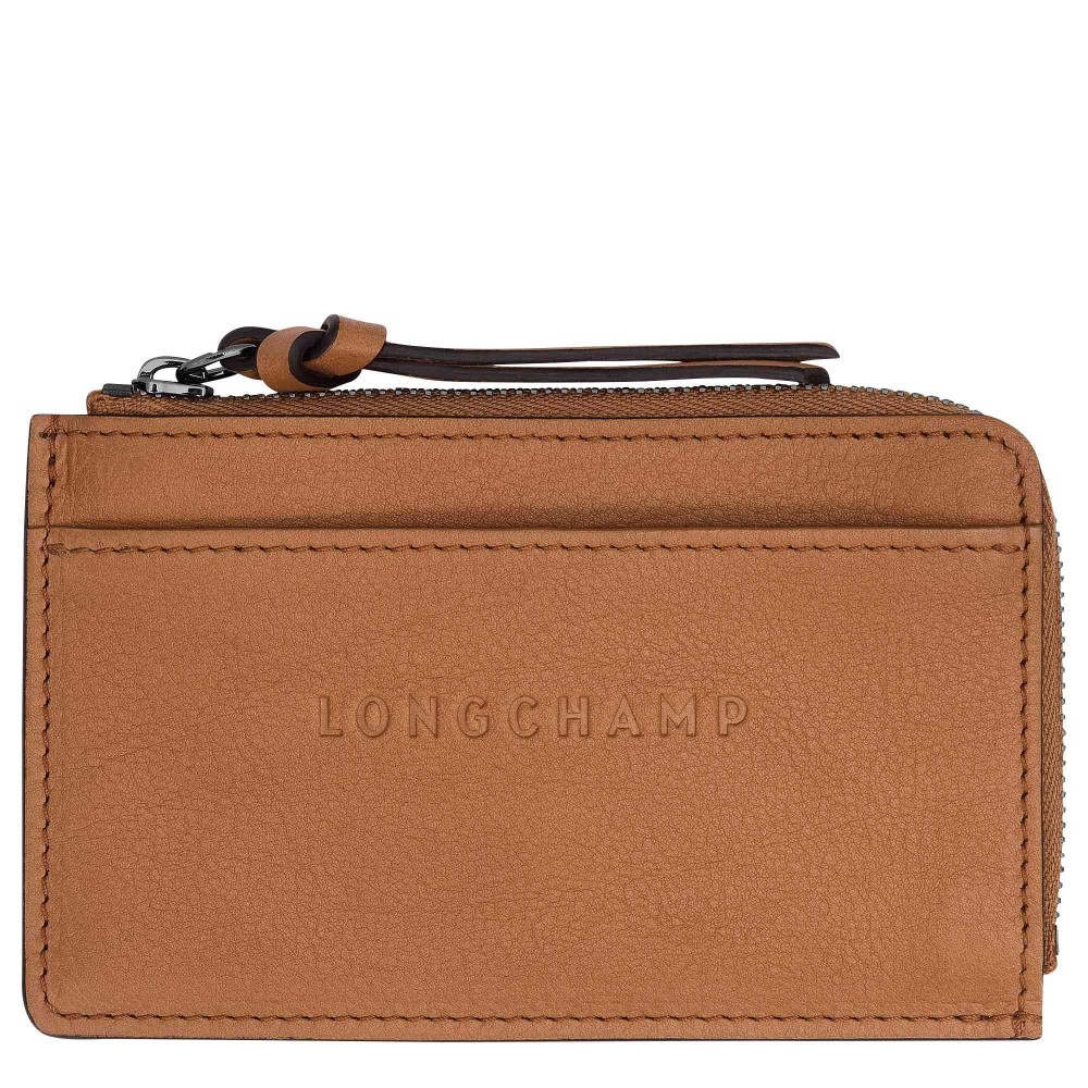 LONGCHAMP - 3D PORTE MONNAIE PORTE CARTE PLAT ZIPPE NATUREL