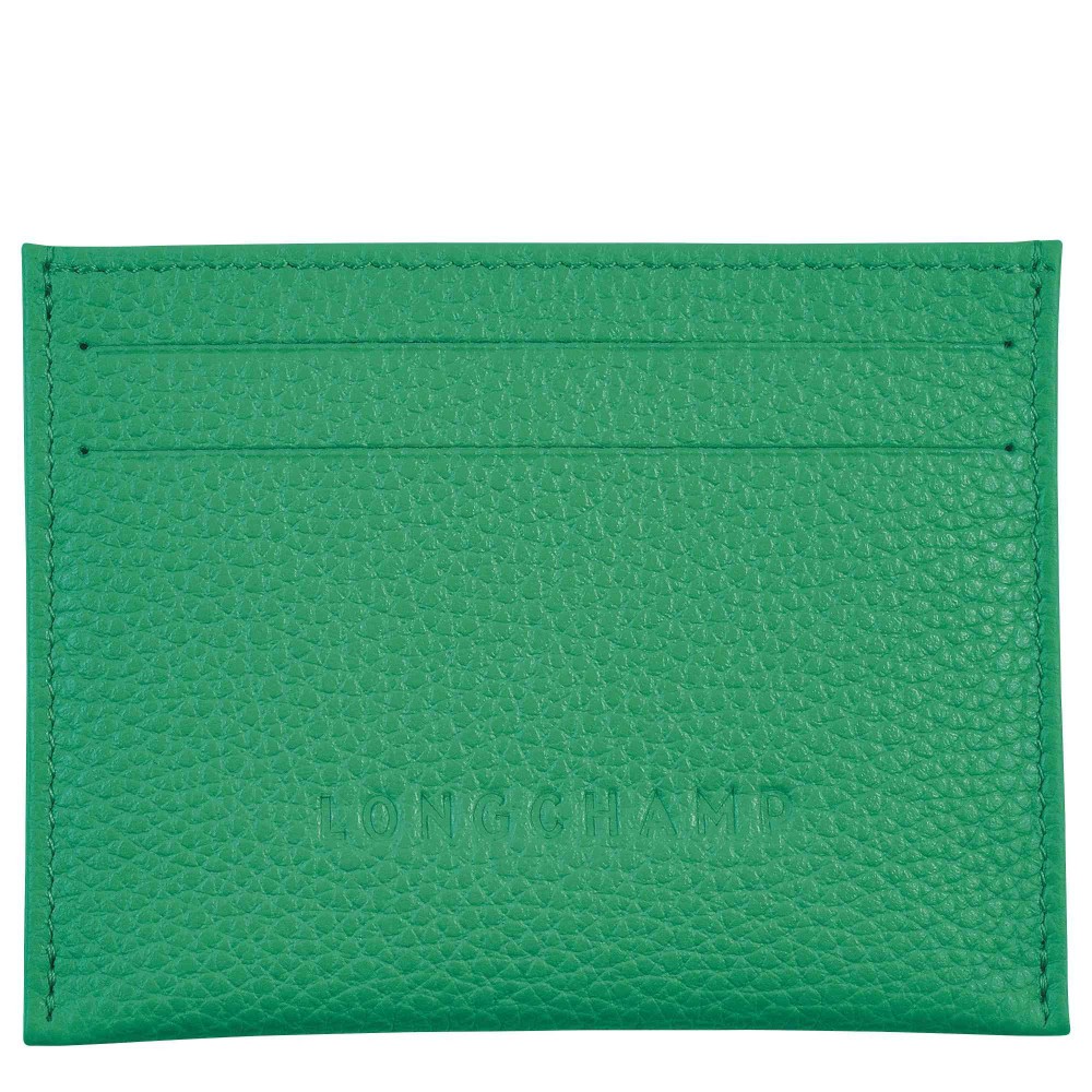 LONGCHAMP LE FOULONNE PORTE CARTES PLAT 4CC VERT