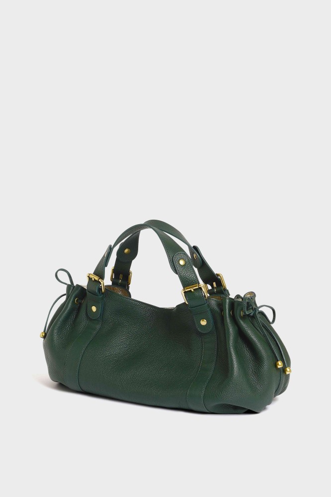 GERARD DAREL LE 24 HEURES CUIR GRAINE VERT INTERIEUR DORE 