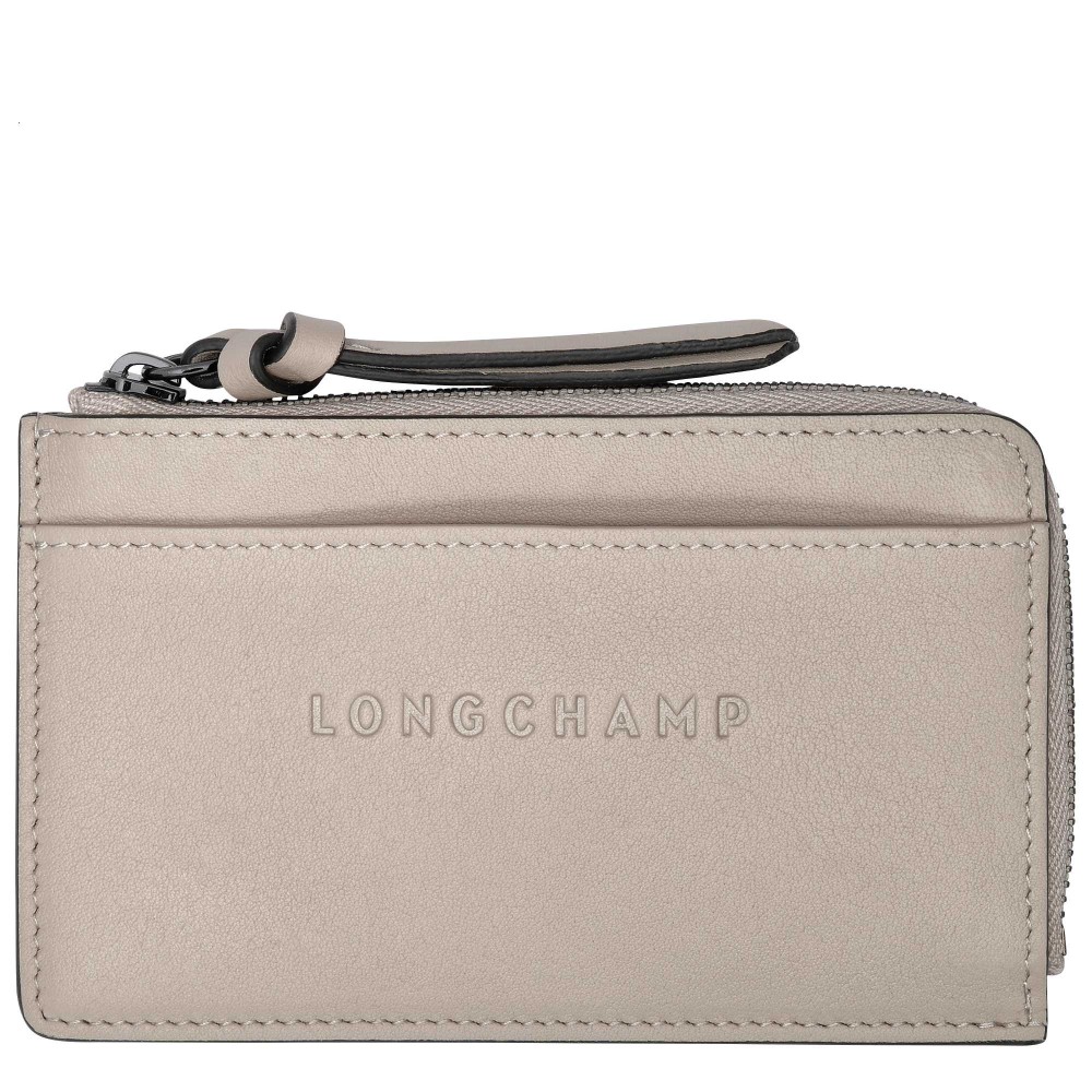 LONGCHAMP - 3D PORTE MONNAIE PORTE CARTE PLAT ZIPPE ARGILE