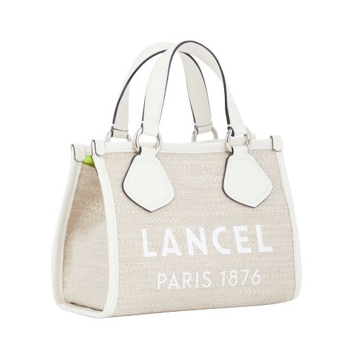 LANCEL SUMMER TOTE CABAS ZIPPE S NATUREL / BLANC