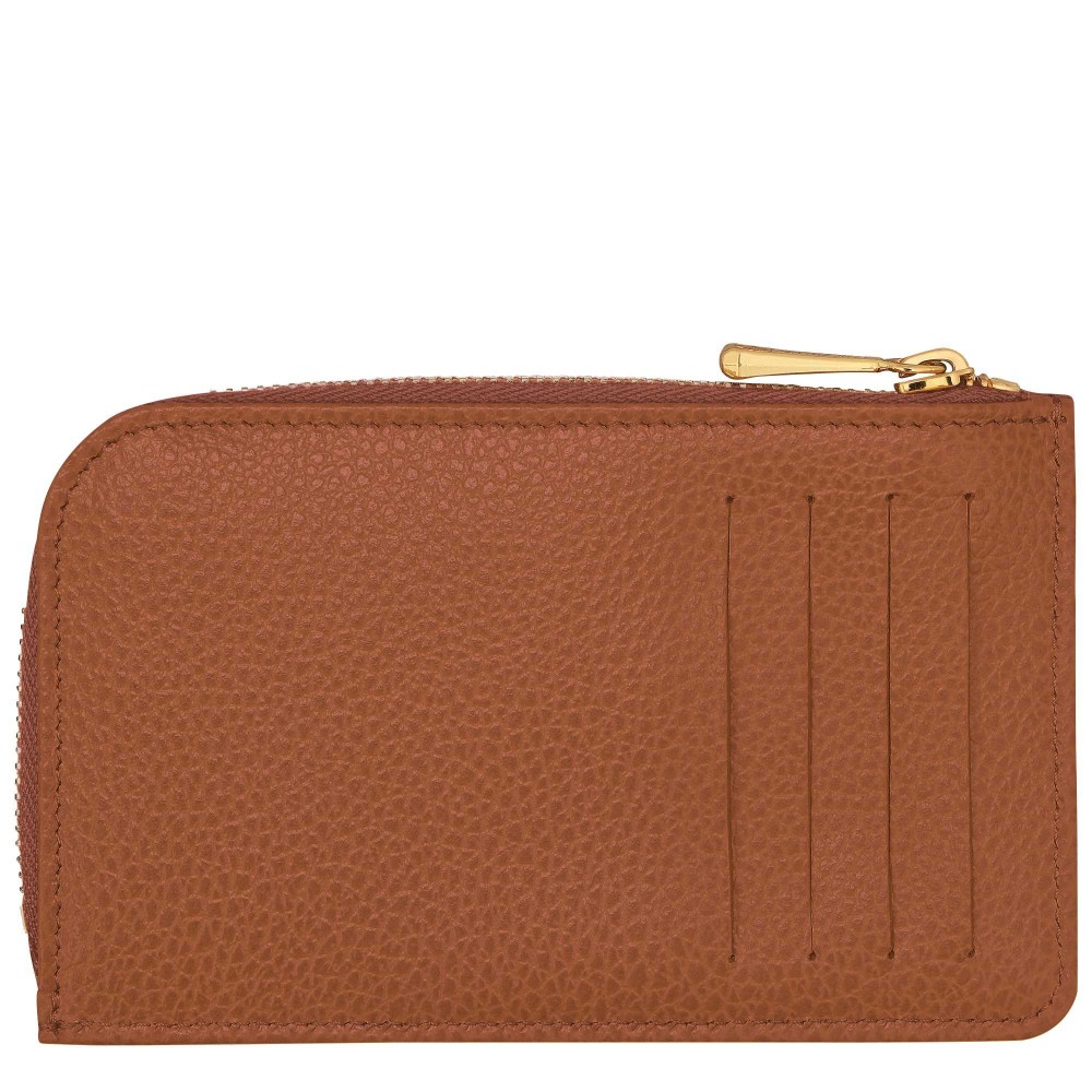 LONGCHAMP LE FOULONNE PORTE CARTES / MONNAIE CARAMEL