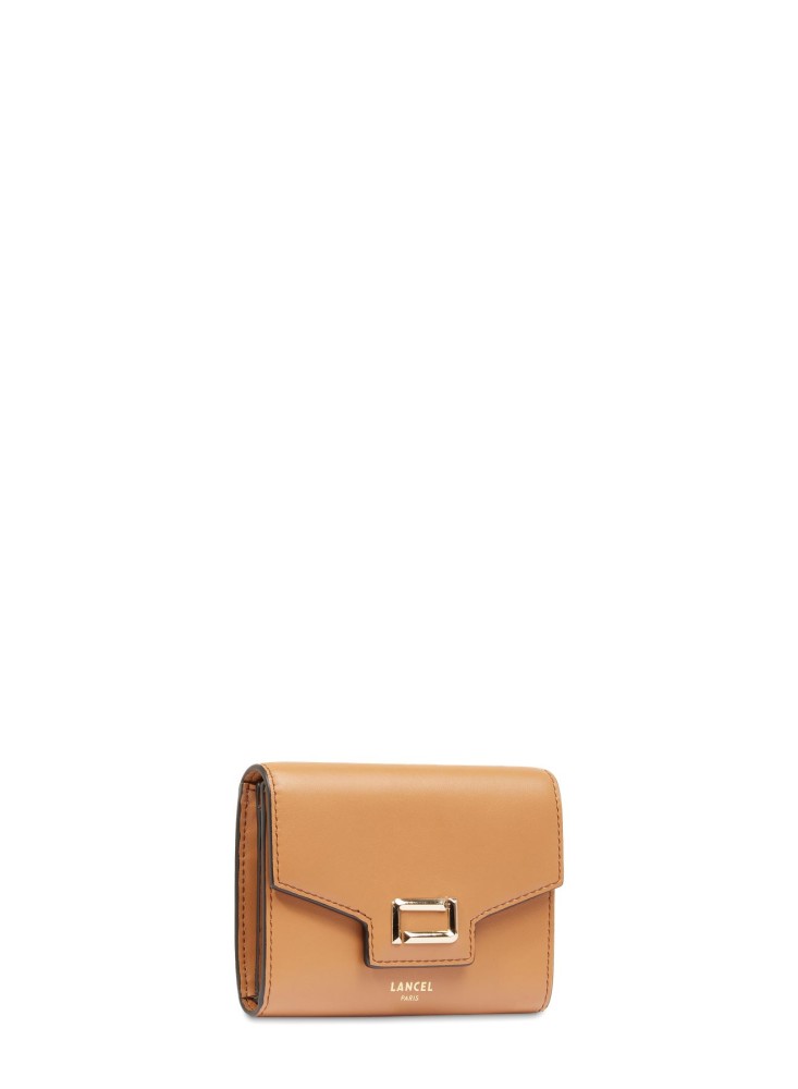 LANCEL ANGELE PORTEFEUILLE COMPACT CAMEL