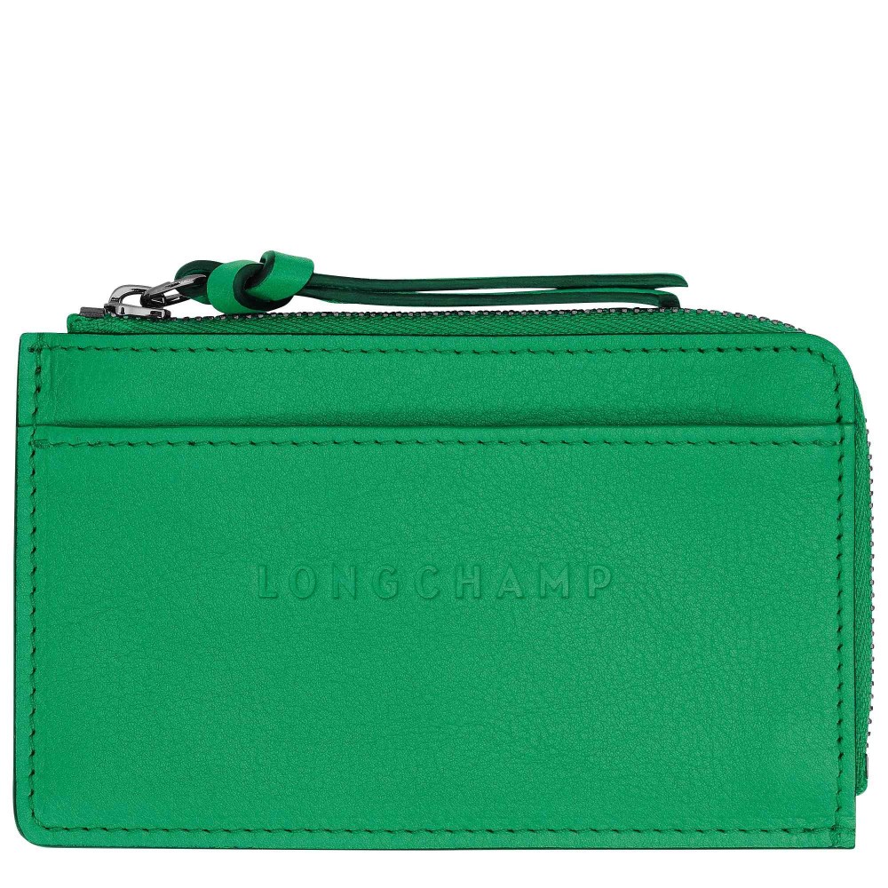 LONGCHAMP - 3D PORTE MONNAIE PORTE CARTE PLAT ZIPPE VERT