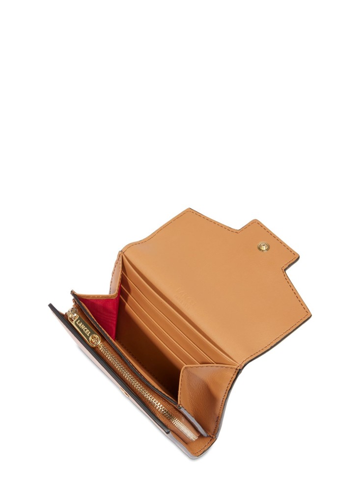 LANCEL ANGELE PORTEFEUILLE COMPACT CAMEL