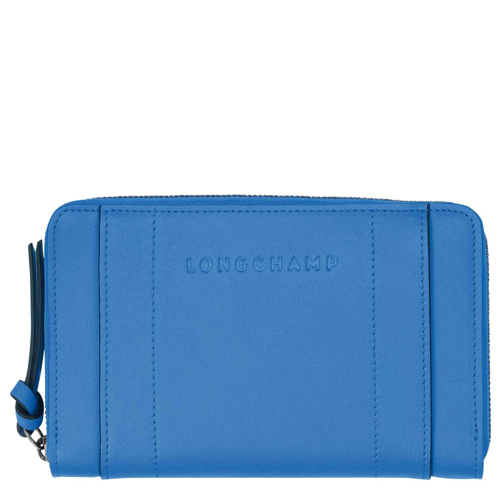 LONGCHAMP 3D PORTEFEUILLE COMPACT ZIPPE COBALT