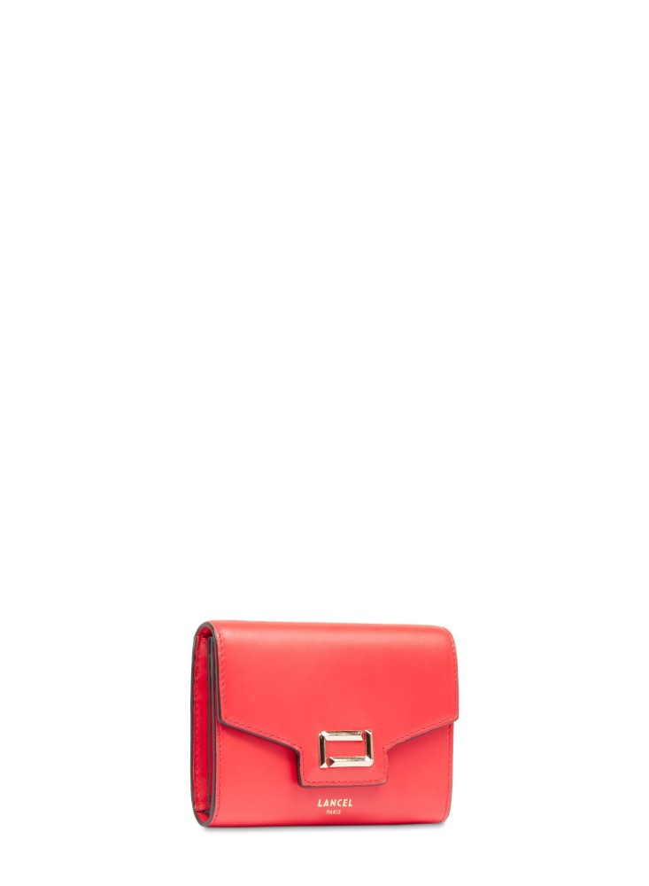 LANCEL ANGELE PORTEFEUILLE COMPACT ROUGE BAISER