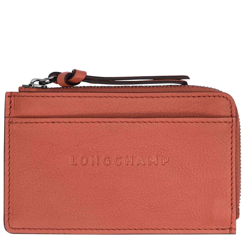 LONGCHAMP - 3D PORTE MONNAIE PORTE CARTE PLAT ZIPPE SIENNE