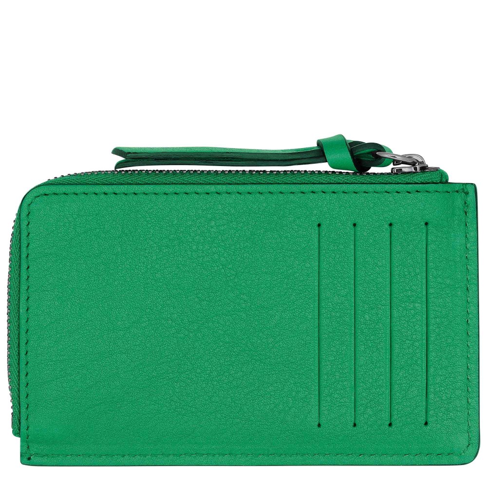 LONGCHAMP - 3D PORTE MONNAIE PORTE CARTE PLAT ZIPPE VERT