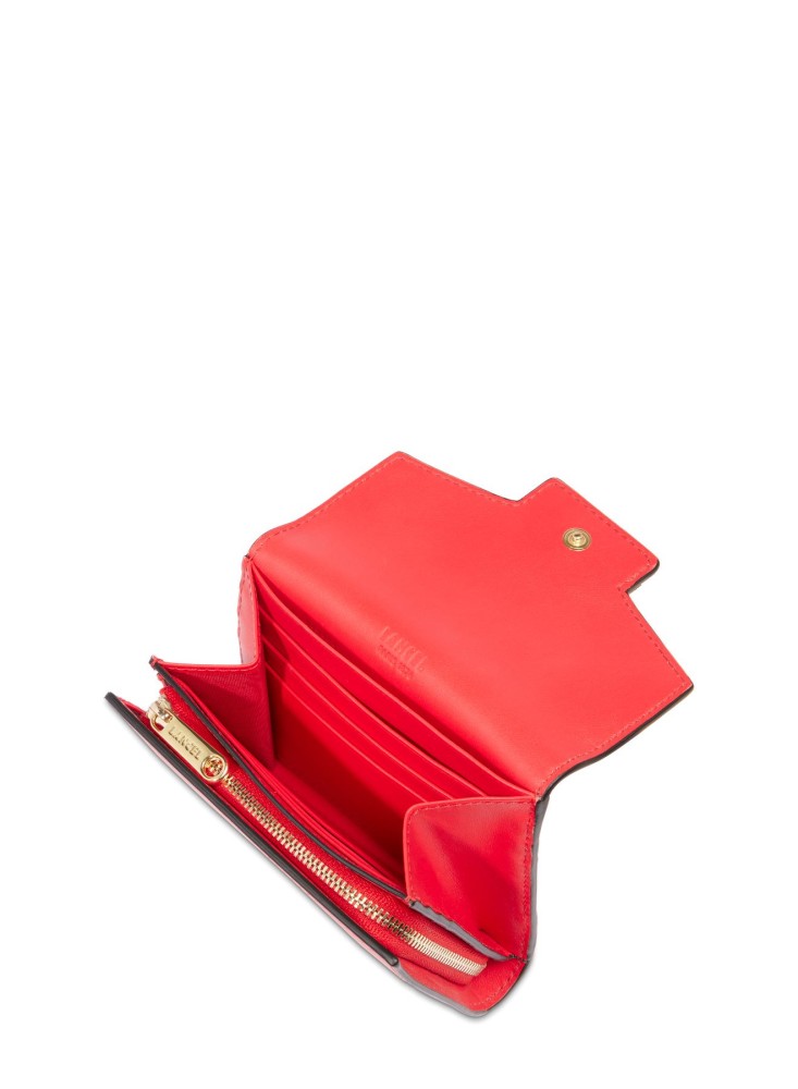 LANCEL ANGELE PORTEFEUILLE COMPACT ROUGE BAISER