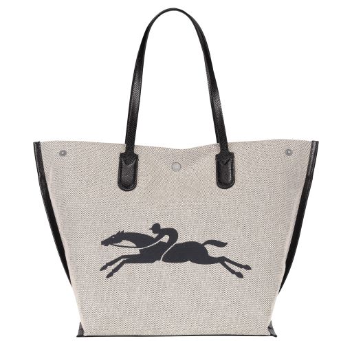 LONGCHAMP ESSENTIAL TOILE SAC CABAS L ECRU