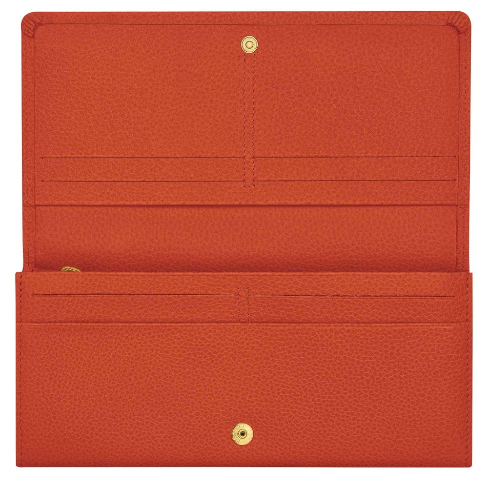 LONGCHAMP LE FOULONNE PORTEFEUILLE LONG A RABAT PAPRIKA