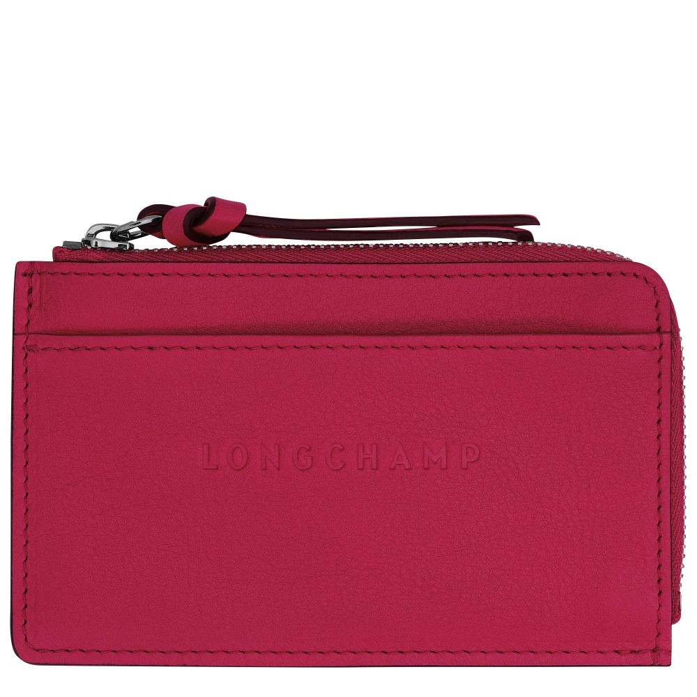 LONGCHAMP - 3D PORTE MONNAIE PORTE CARTE PLAT ZIPPE MAGENTA