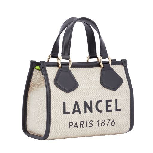 LANCEL SUMMER TOTE CABAS ZIPPE S NATUREL / NOIR