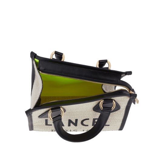 LANCEL SUMMER TOTE CABAS ZIPPE S NATUREL / NOIR